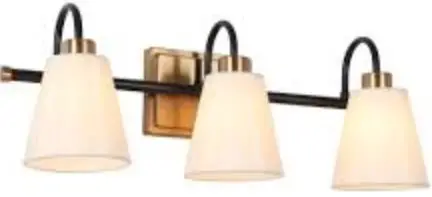 ZEVNI A04771W3 Dolf 22 Inch Wide Gold and Fabric Shade Vanity Light