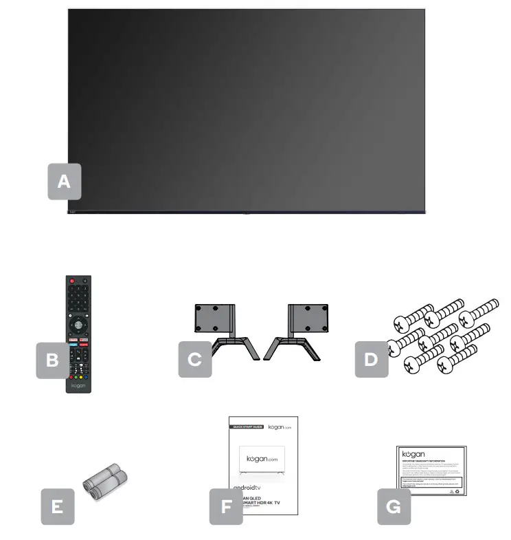kogan XR9510 75 4K UHD HDR Smart Android - COMPONENTS