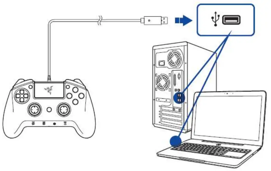 RAZER RAIJU ULTIMATE PS4 Gaming Controller - Mode switch to USB 11
