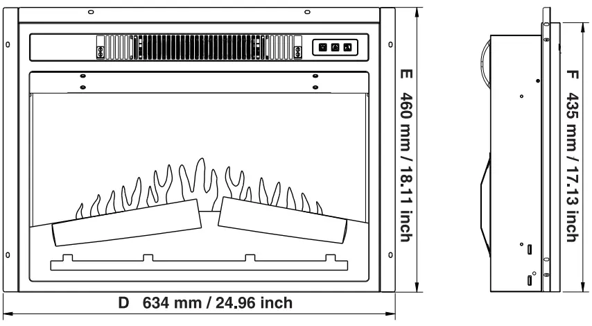 TURBRO Fireside FS23 Realistic Flames Electric Fireplace - fig 5