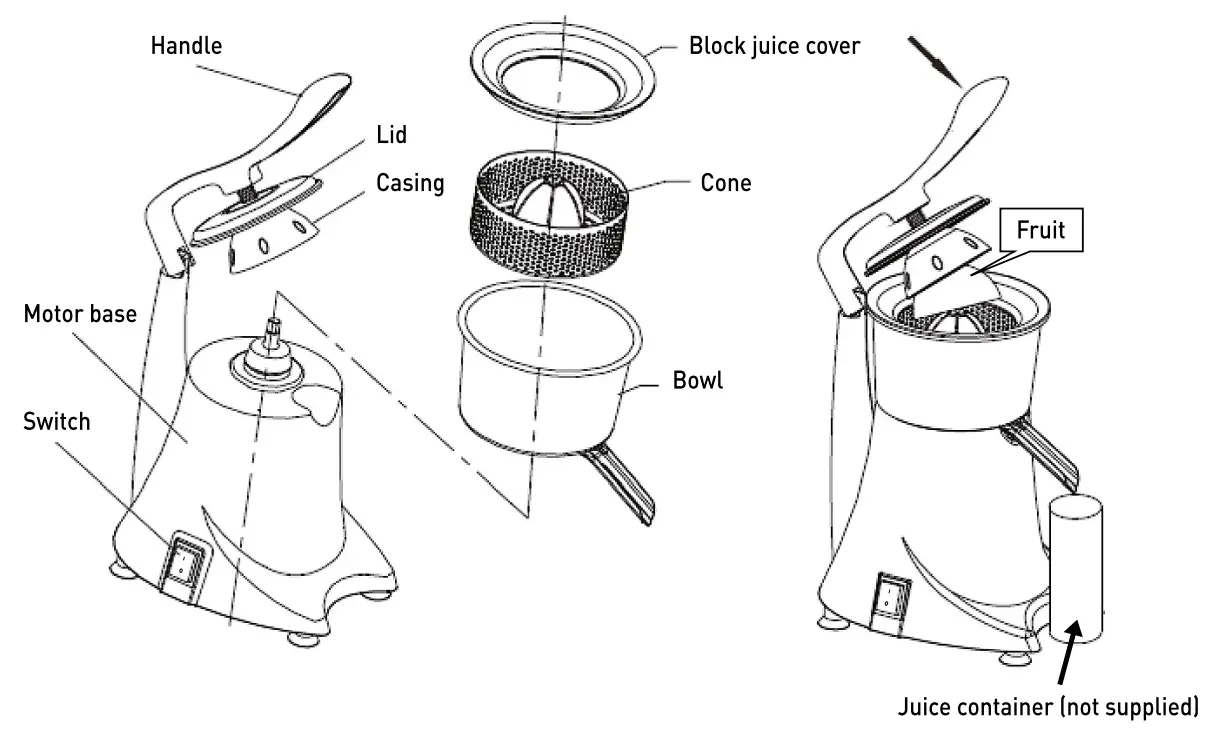 HENDI 221099 Electric Citrus Juicer - parts