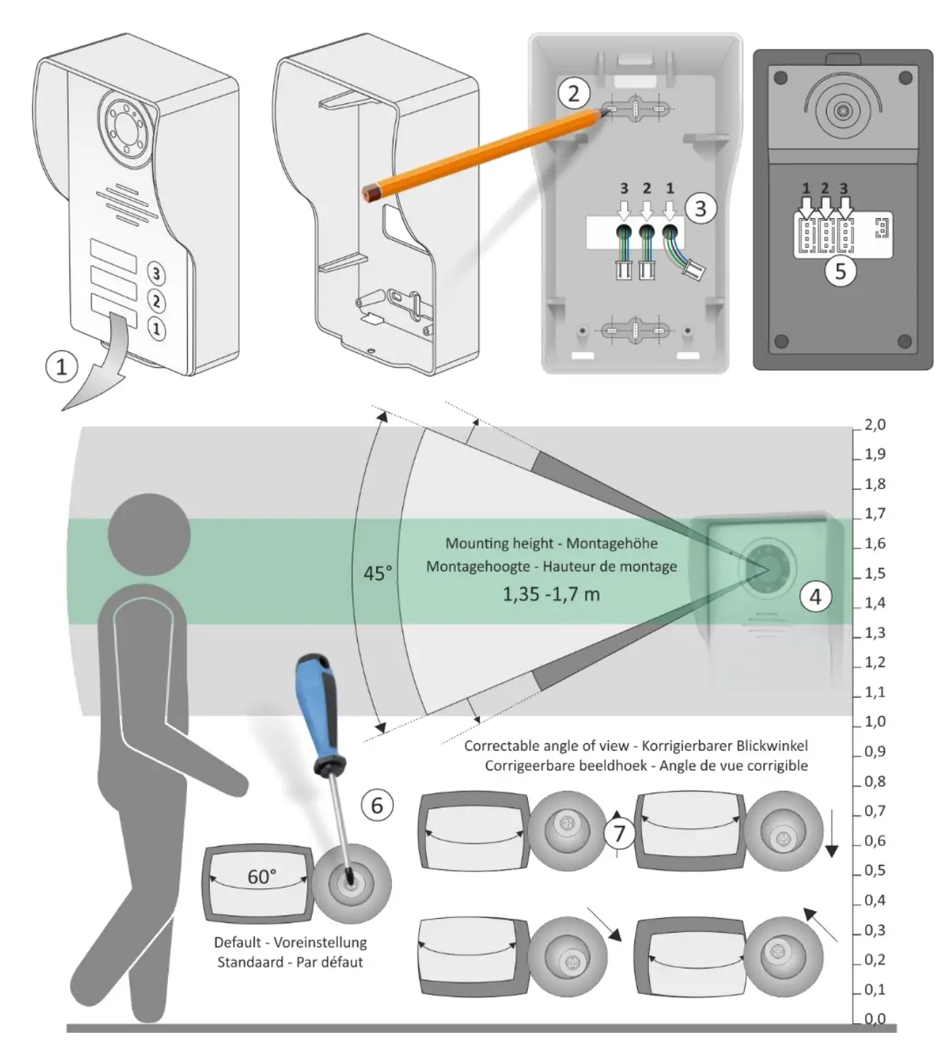 ELRO DV477W2 Video Door Intercom with 7inch 18cm Monitor - Mounting outdoor unit