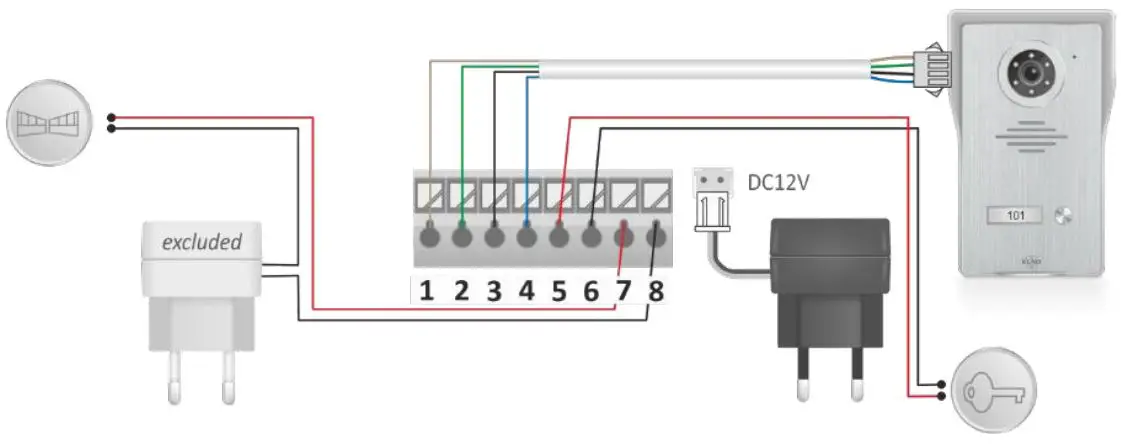 ELRO DV477W2 Video Door Intercom with 7inch 18cm Monitor - Potential free contacts 7 & 8