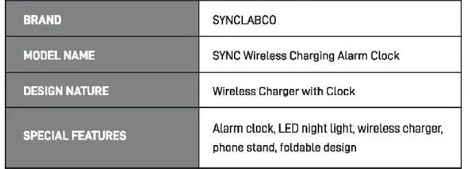 SYNC LAB SCL03-01 Wireless Charging Alarm fig2