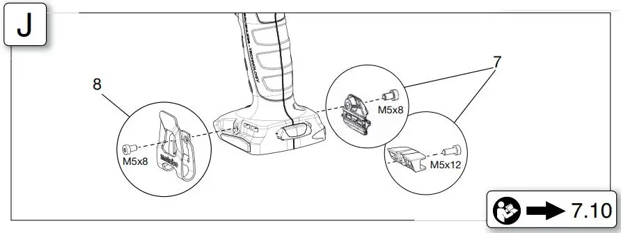 metabo BS 18 LT BL Cordless Drill Instructions - Fitting the belt hook