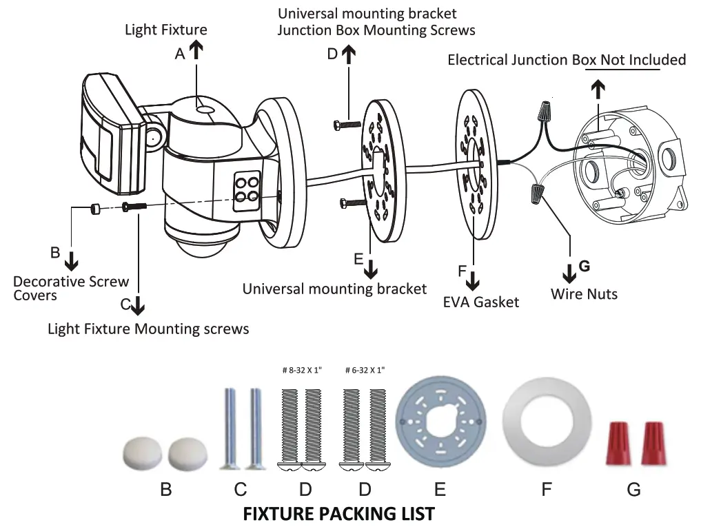 VERSONEL VSL90 Motorized Motion Tracking Security Light - pre installation