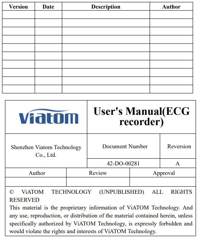 Shenzhen Viatom Technology ER2 ECG Recorder User Manual - Viatom Logo