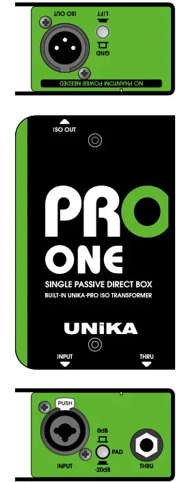 UNiKA PROONE Pro Series Audio Interface Single Passive Direct Box