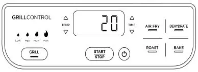 diagramNINJA Health Grill & Air Fryer - The control panel display