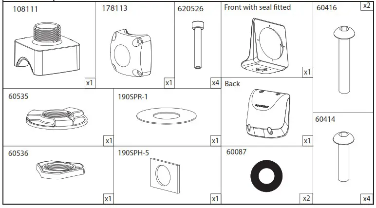 SCANSTRUT SPR 1i RM 1 Instrument Rail Mount Pod - Parts List