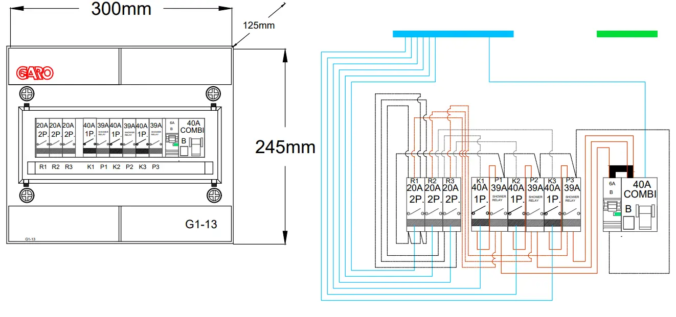 GARO G13 3NPS Shower Boards - Diagram