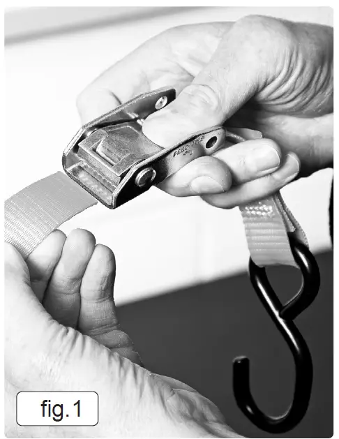 SEALEY TD05025CS POLYESTER WEBBING CAM BUCKLE TIE DOWN WITH S-HOOKS FIG 1