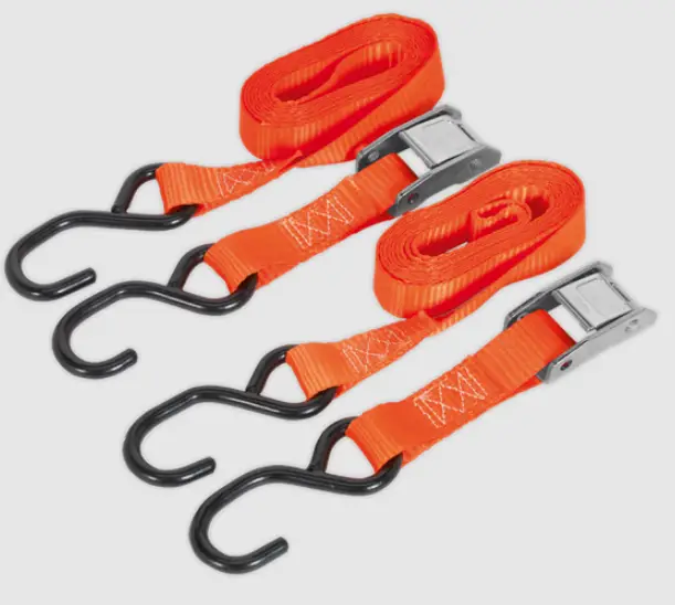 SEALEY TD05025CS POLYESTER WEBBING CAM BUCKLE TIE DOWN WITH S-HOOKS PRODUCT