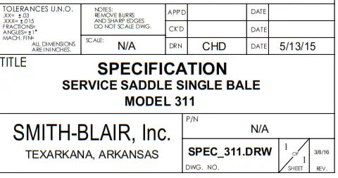 Smith Blair 311 Service Saddle Single Bale - fig 5