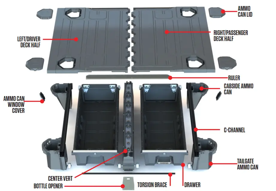 DECKED DR4 DODGE RAM 1500 Bed Length Storage System - fig1