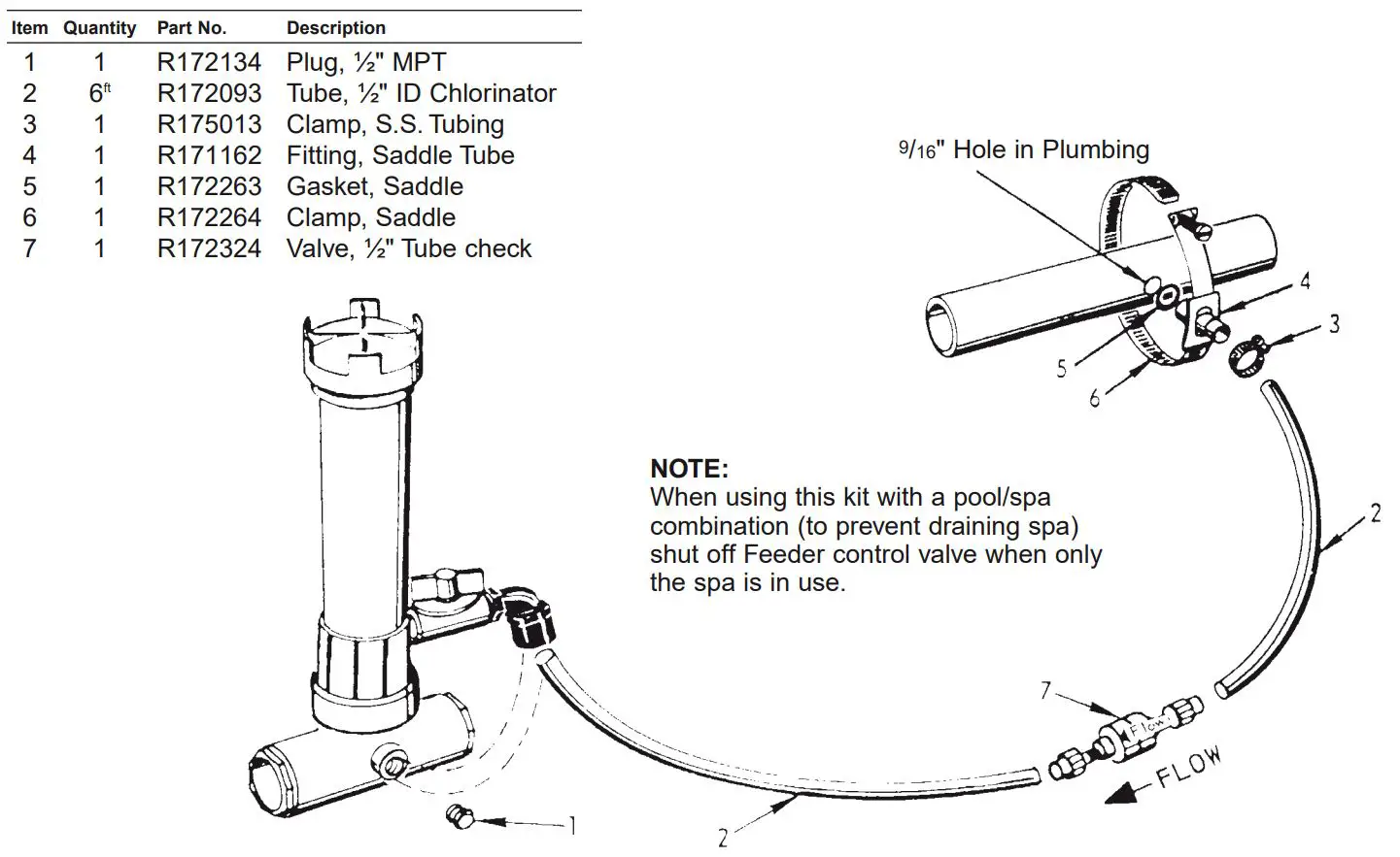 PENTAIR 320 RAINBOW Chlorine Bromine Feeder with Cartridge Filter Cleaning Instruction Manual - PARTS BREAKDOWN DRAWING