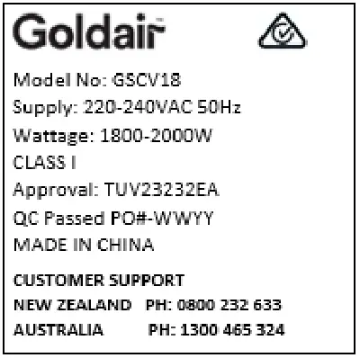 Goldair GSCV18 2000W Convector Heater - fig