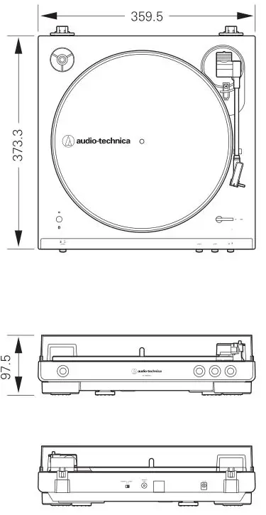 Automatic Wireless Turntable AT-LP60XBT - Dimensions