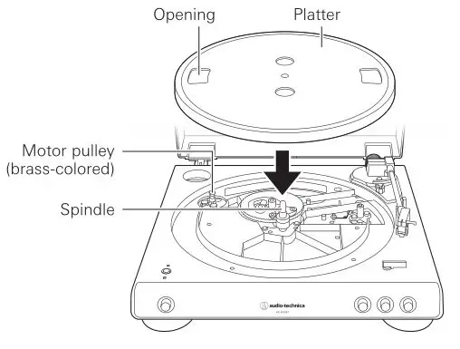 Automatic Wireless Turntable AT-LP60XBT - Set the platter on the spindle