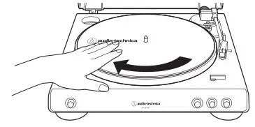 Automatic Wireless Turntable AT-LP60XBT - Using your hands, rotate the platter ten times