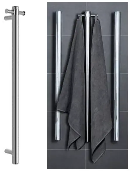 COLDBUSTER HTW 1RVR Single Rail Vertical Heated Towel Warmer Round Bar - Figure 1