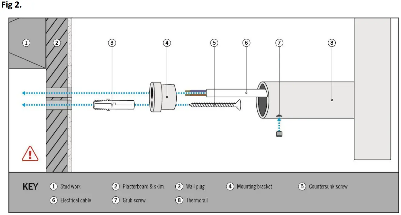 COLDBUSTER HTW 1RVR Single Rail Vertical Heated Towel Warmer Round Bar - Figure 3