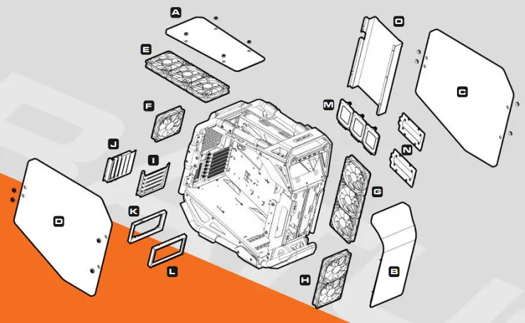 COUGAR CRATUS Mid Tower Case - Tempered glass top panel