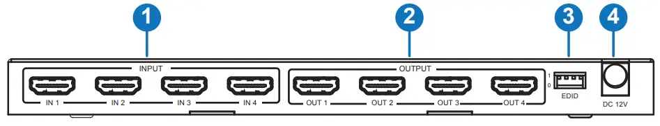 LINK MI HDC-MXB44C 18Gbps 4x4 HDMI -Rear Panel