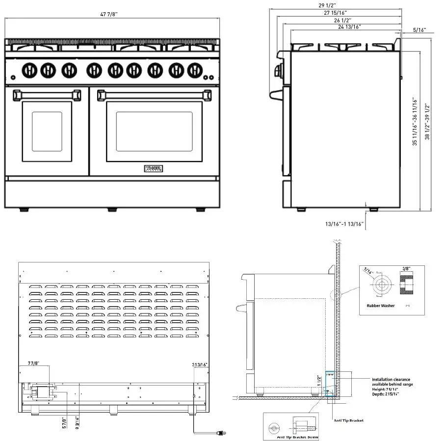 THOR-HRG4808U,HRG4808ULP-48 Inch-Professional-Gas Range-2