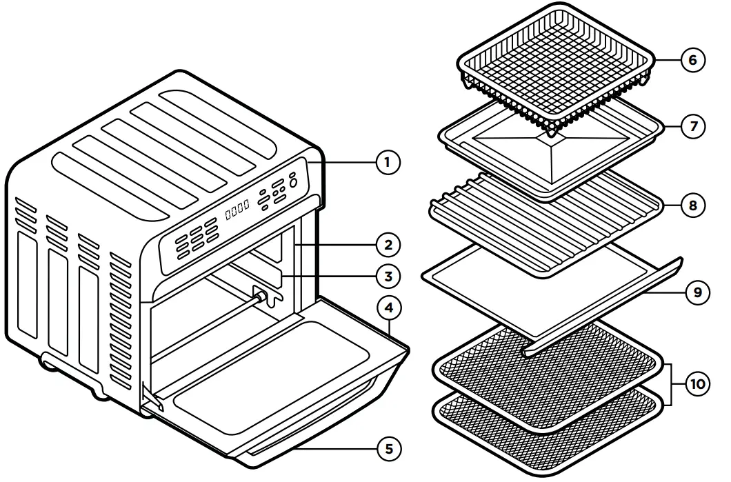 CHEFMAN RJ50-SS-T Air Fryer+ Oven - FEATURES