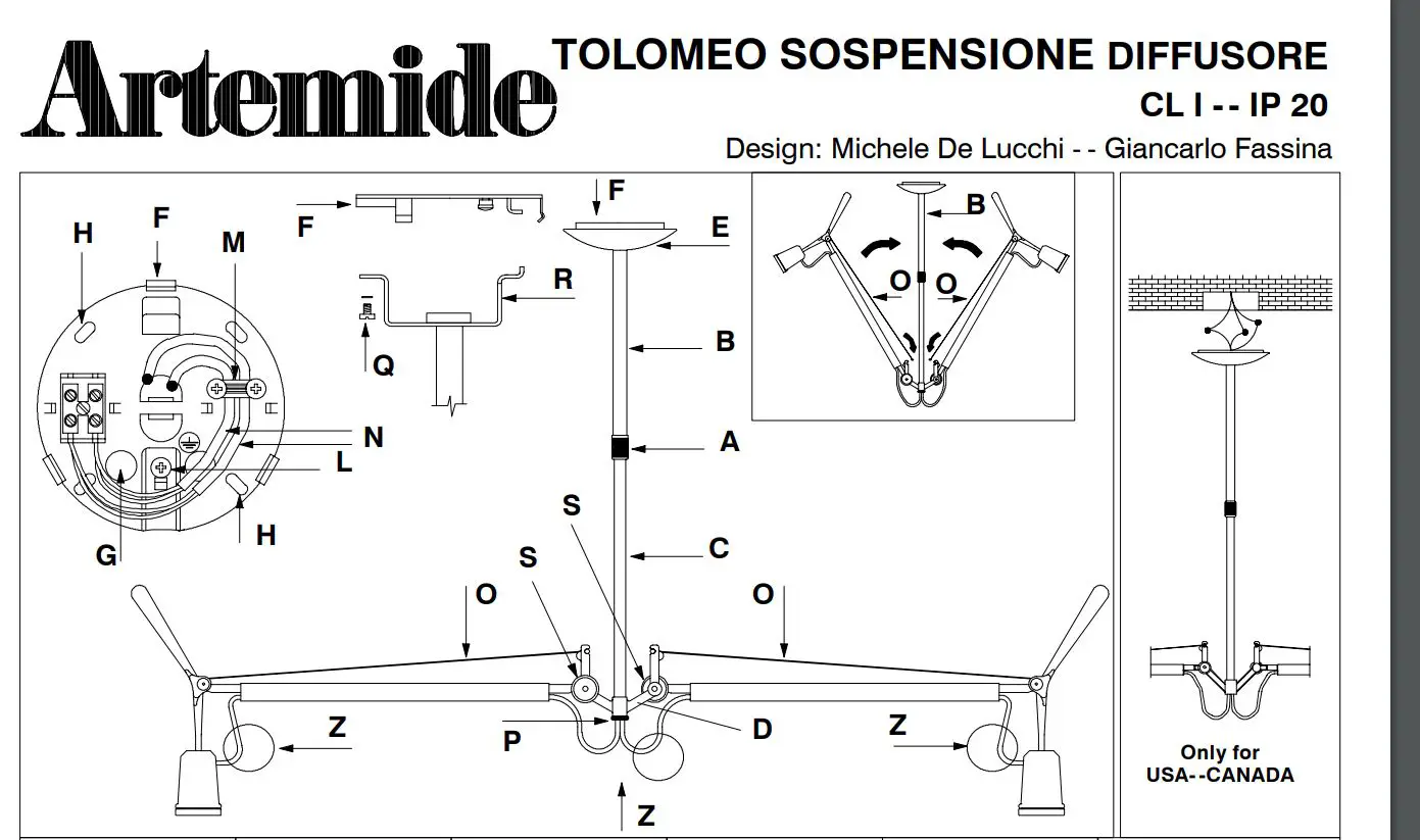 Artemide Tolomeo Double Shade Suspension Light Instructions