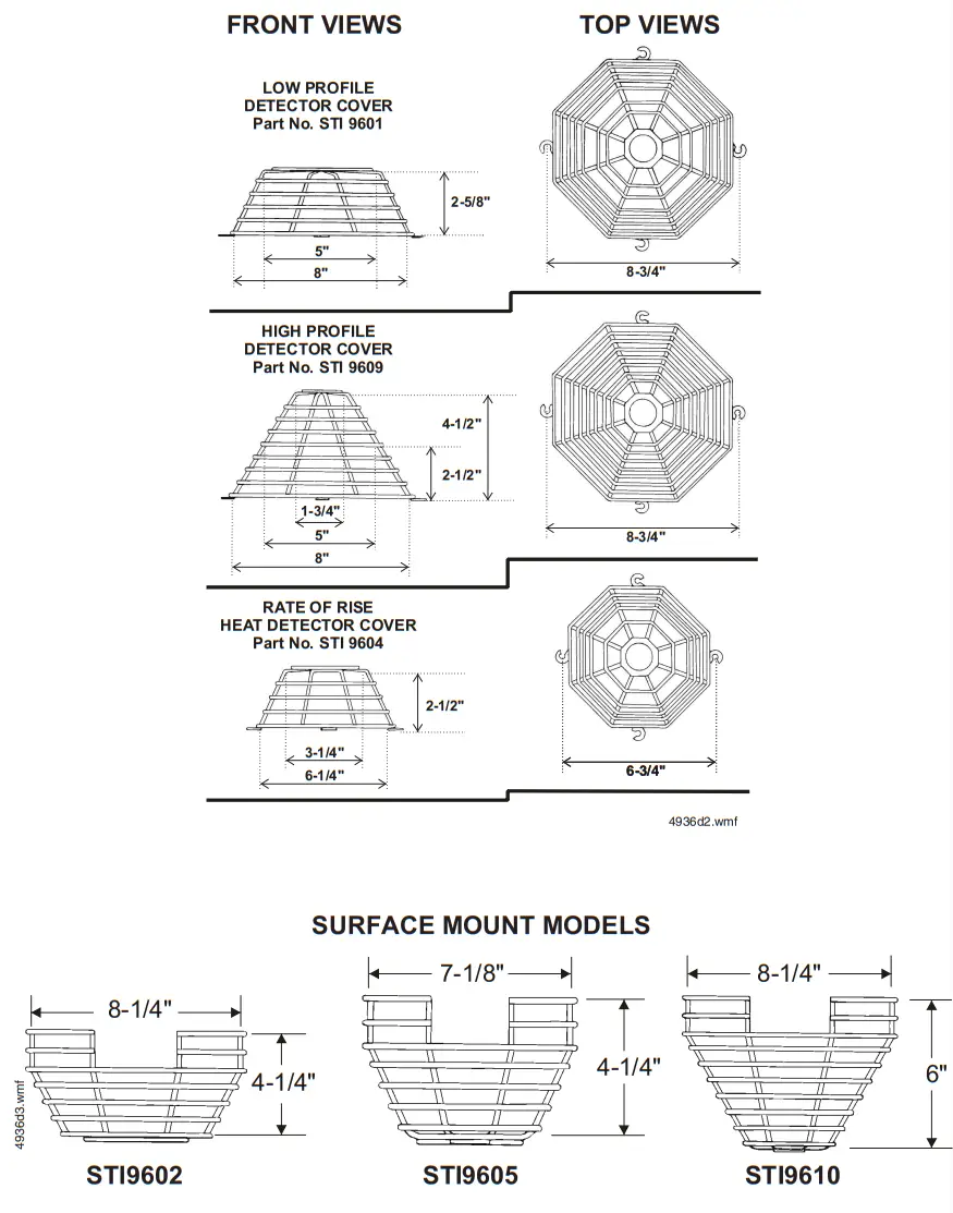 NOTIFIER STI Steel Web Stoppers Detector Covers - fig1