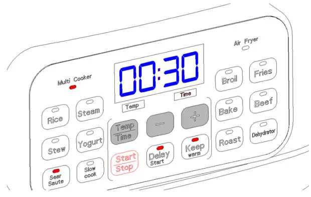 Kogan 14-in-1 Air Fryer & Multi-cooker User Guide - Press Start Stop to begin
