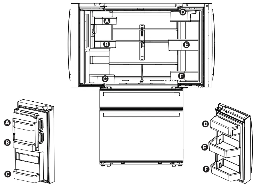 CAFE CXE22 4 French Door Refrigerator - bins