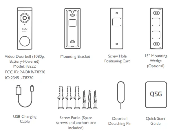 eufy E8222 Video Doorbell 1080p -
