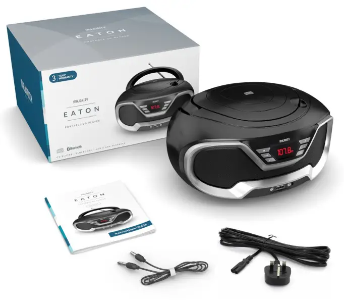 MAJORITY ETN-CD-BLK EATON Portable CD-Box Contents