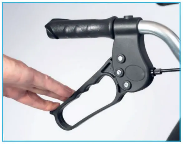 NRS M58203 2-in-1 Rollator and Transit Chair - To slow down or stop the rollator, pull both brake handles up