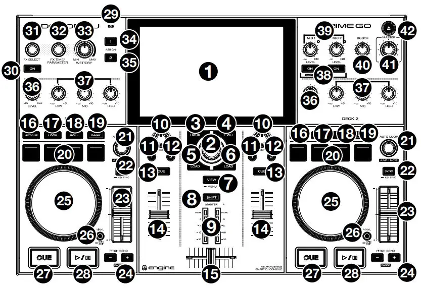 DENON DJ Prime Go Rechargeble DJ System with Touch Screen 2