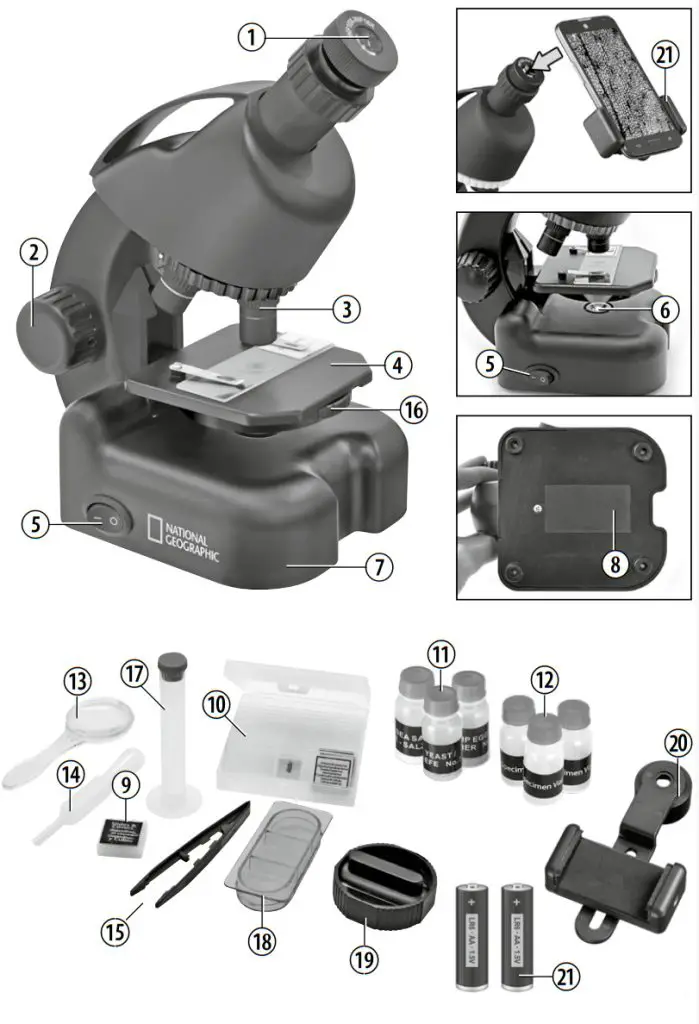 BRESSER 9119501 National Geographic Mikroskop Microscope 40X-64X - Operating instructions