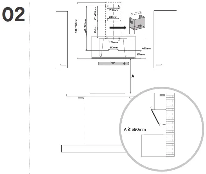 GoodHome GHAGRO90 Bamia Glass Round Angled Cooker Hood- 2