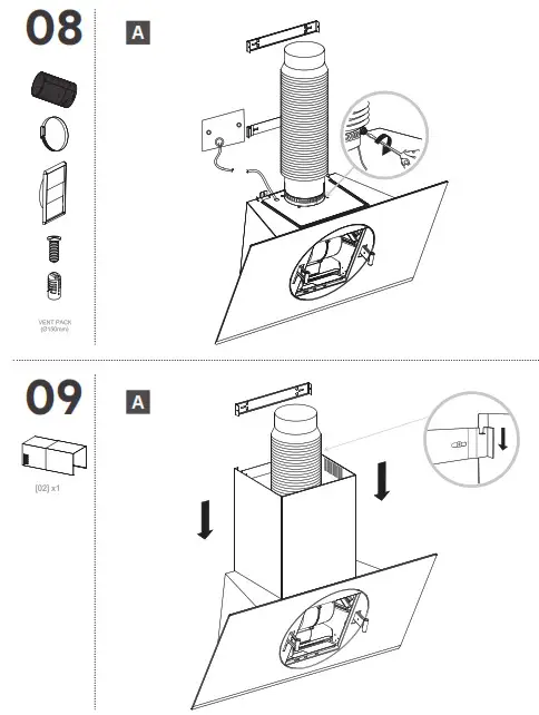 GoodHome GHAGRO90 Bamia Glass Round Angled Cooker Hood- 8