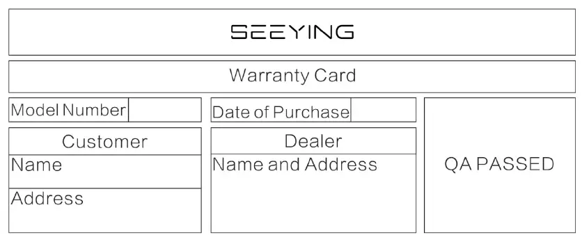 WARRANTY CARD