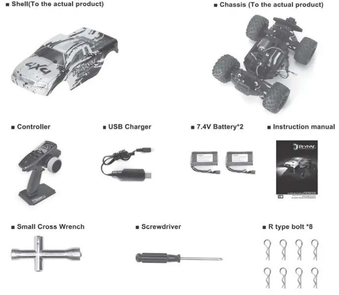 DEVIVAE XDKJ 022 36KM H RC Power 4WD Off Road Car 2 4GHz Radio System - Parts