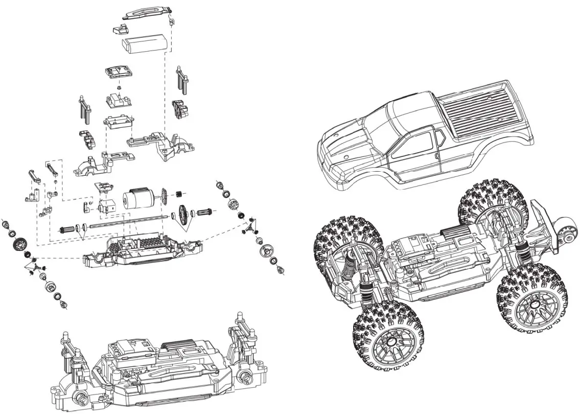 DEVIVAE XDKJ 022 36KM H RC Power 4WD Off Road Car 2 4GHz Radio System - Stracture 1