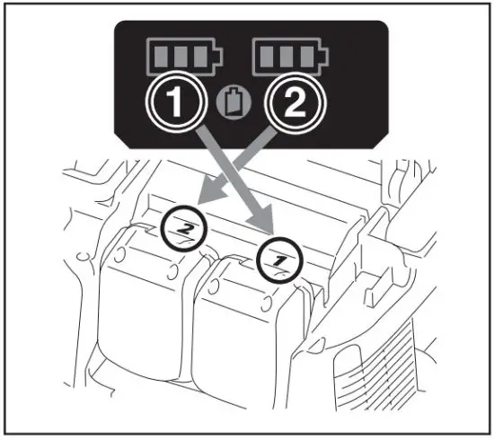 makita DVC864L Cordless Vacuum Cleaner - Indicating the remaining battery capacity 3