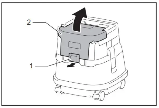 makita DVC864L Cordless Vacuum Cleaner - Installing or removing battery cartridge