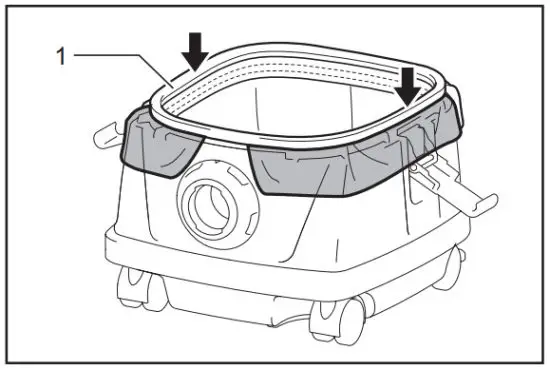 makita DVC864L Cordless Vacuum Cleaner - Installing the polyethylene bag 2