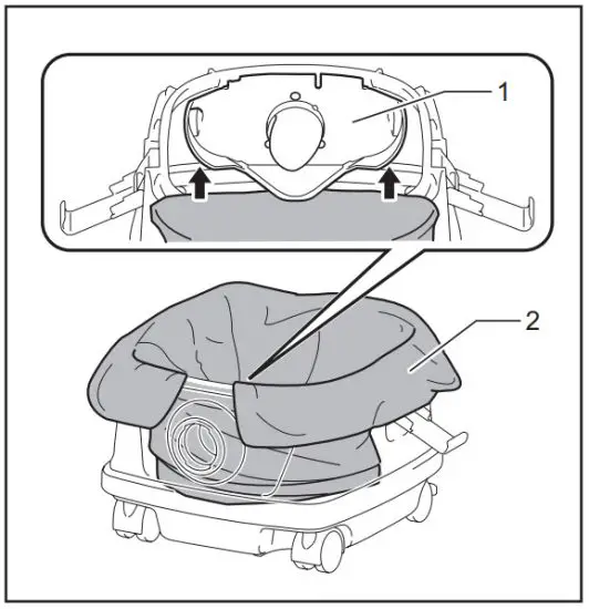 makita DVC864L Cordless Vacuum Cleaner - Installing the polyethylene bag