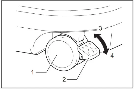 makita DVC864L Cordless Vacuum Cleaner - Locking or unlocking the caster