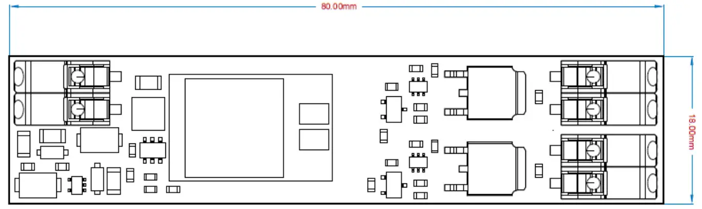 DALC NET D80x18 1224 2CV CBU Dimmer Casambi - MECHANICAL DIMENSION